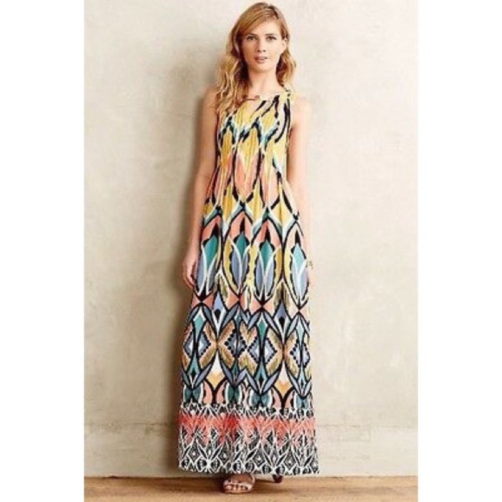 Anthro Floreat Geometric Maxi Dress 14